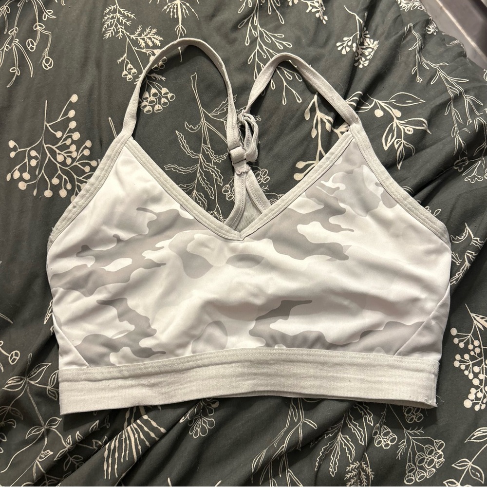Athletic Works Light Gray Camouflage Sports Bra